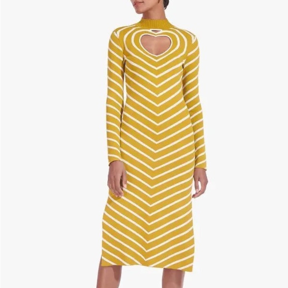 STAUD Stripped Long Sleeve Dress